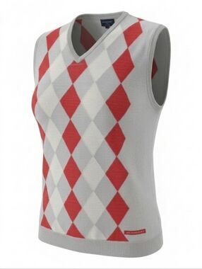 Burberry Golf Sweater Vest Argyle 100% Extrafine Merino Wool MADE IN ITALY XL